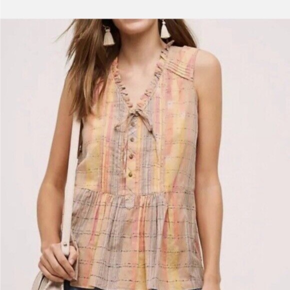 Anthropologie Tops - Anthropologie Holding Horses Faye Plaid Sleeveless Top, Size 0
